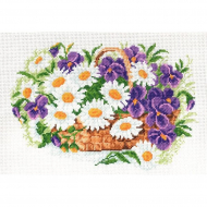 Рисунок на канве МАТРЕНИН ПОСАД арт.28х37 - 0802 Ромашки и виола