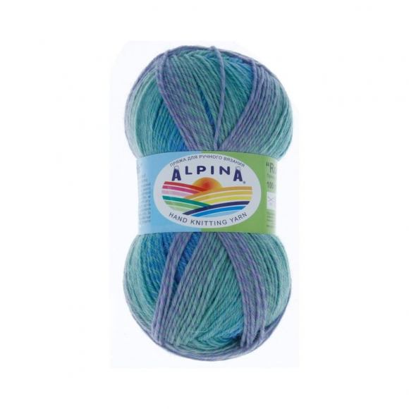Пряжа ALPINA ROMANTIC (100% шерсть) 5х100г/300м цв.05 синий-зеленый-фиолетовый Пряжа ALPINA ROMANTIC (100% шерсть) 5х100г/300м цв.05 синий-зеленый-фиолетовый
