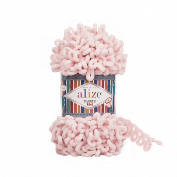 Пряжа для вязания Ализе Puffy Fine (100% микрополиэстер) 5х100г/14м цв.639 светлая пудра
