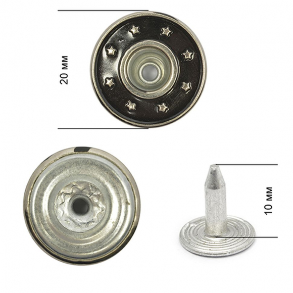 Пуговицы джинсовые сталь 20мм CY 1226 New Star цв. черный никель уп. 1000шт