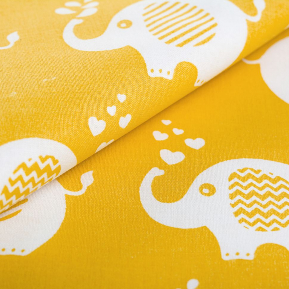 Ткань ранфорс Слоники, арт.WH 1855-v08, 130г/м?,100% хлопок, шир.240см, цв.желтый, уп.3м