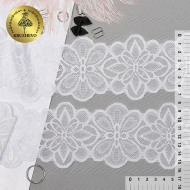 Кружево-стрейч KRUZHEVO арт.TBY.8027 шир.75мм цв.01 белый уп.25м