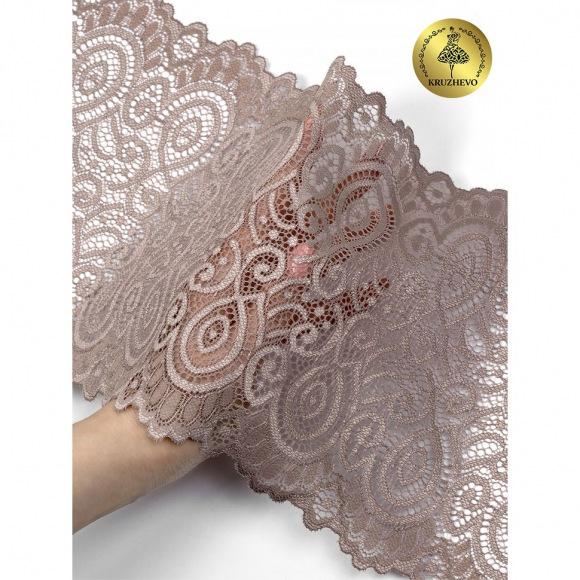Кружево-стрейч KRUZHEVO арт.TBY.L1351 шир.180мм цв.010 капучино уп.25м