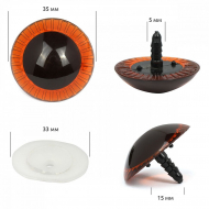 Глаза живые 35мм с фиксатором арт.НК.11349 цв.коричневый  уп.20шт