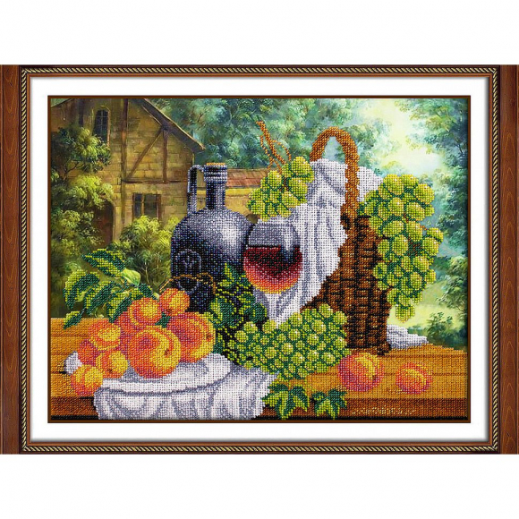 Набор для вышивания бисером ПАУТИНКА арт.Б-1270 Натюрморт с вином 36х28 см