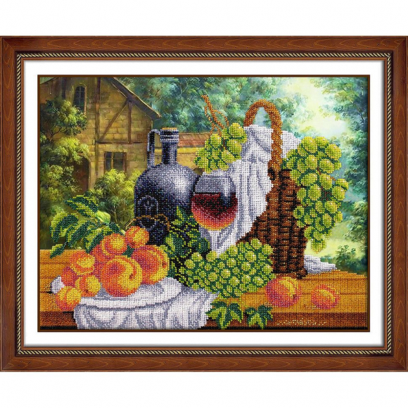 Набор для вышивания бисером ПАУТИНКА арт.Б-1270 Натюрморт с вином 36х28 см