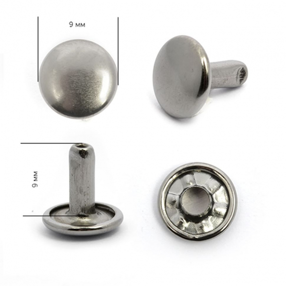 Хольнитены двухсторонние сталь New Star №33,5 9х9 (9,8мм) цв. черный никель уп. 500шт