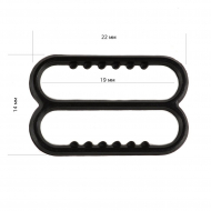 Пряжка регулятор для бюстгальтера пластик TBY-82647 20мм цв.черный, уп.100шт