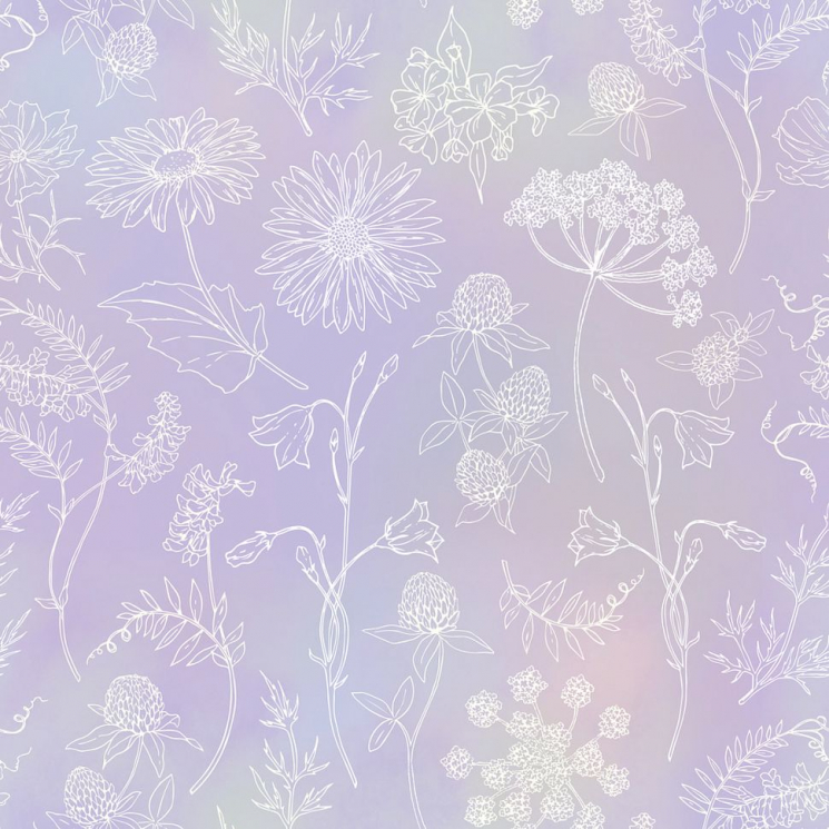 Ткань для пэчворка PEPPY Полевые Цветы 135 г/м? 100% хлопок цв.ПЦ-05 бл.сиреневый уп.50х50 см