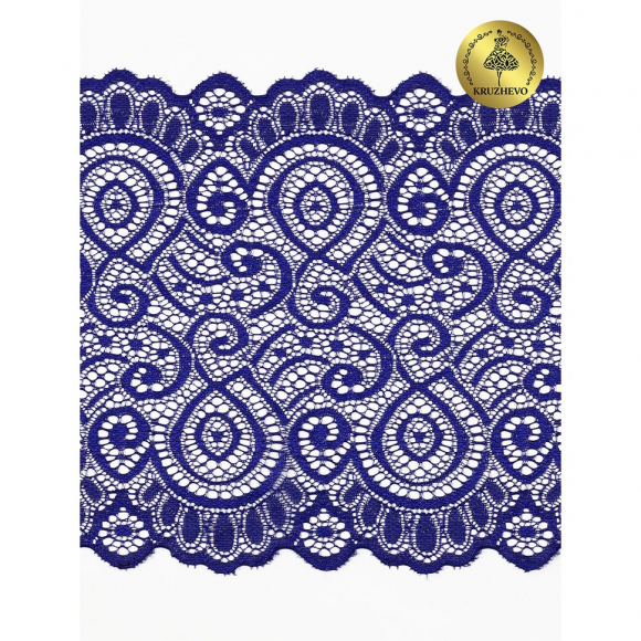 Кружево-стрейч KRUZHEVO арт.TBY.L1351 шир.180мм цв.223 синий ультрамарин уп.25м Кружево-стрейч KRUZHEVO арт.TBY.L1351 шир.180мм цв.223 синий ультрамарин уп.25м