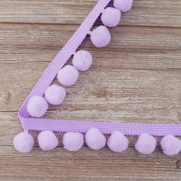 Тесьма с помпонами, диаметр 20 мм, цвет сиреневый Тесьма с помпонами, диаметр 20 мм, цвет сиреневый
