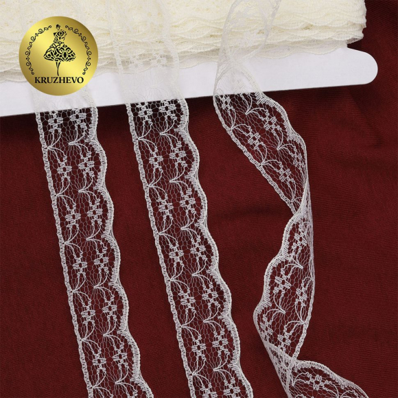 Кружево-трикотаж KRUZHEVO арт.TBY 1663 шир.20мм цв.02 молочный, уп.27,4м
