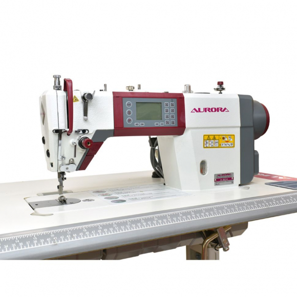 Прямострочная промышленная швейная машина Aurora A-8EH (Дизайнерские строчки, два подвижных ножа, закрытая смазка)