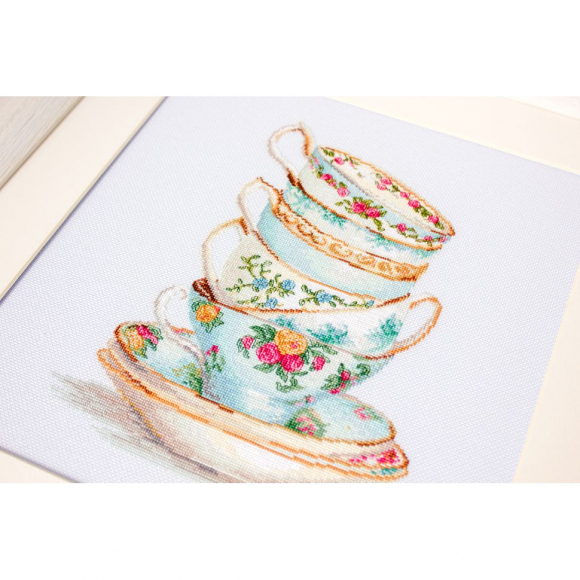 Набор для вышивания LUCA-S арт. BA2325 Бирюзовые чайные чашки 22х29 см