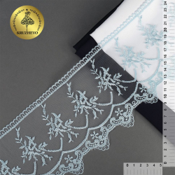 Кружево на жесткой сетке Exclusive арт.TBY 2L476A шир.125мм цв.B1515 голубой уп.13,71м
