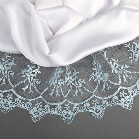 Кружево на жесткой сетке Exclusive арт.TBY 2L476A шир.125мм цв.B1515 голубой уп.13,71м