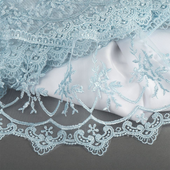 Кружево на жесткой сетке Exclusive арт.TBY 2L476A шир.125мм цв.B1515 голубой уп.13,71м