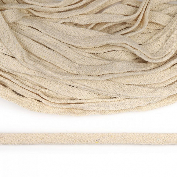 Шнур плоский х/б 10мм классическое плетение арт.TBY.58247 цв.002 суровый уп.50м Шнур плоский х/б 10мм классическое плетение арт.TBY.58247 цв.002 суровый уп.50м