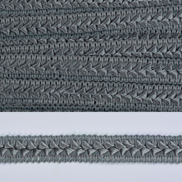 Тесьма TBY декоративная Самоса арт.51 (180) шир.18мм цв.серый 180 (F316) уп.18,28м