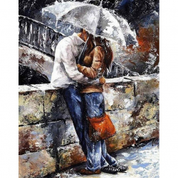 Алмазная мозаика на холсте ГРАННИ арт.Ag833 Романтическая прогулка под дождем 38х48см
