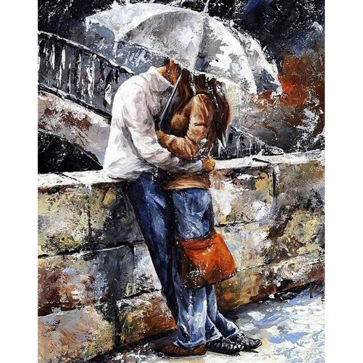 Алмазная мозаика на холсте ГРАННИ арт.Ag833 Романтическая прогулка под дождем 38х48см