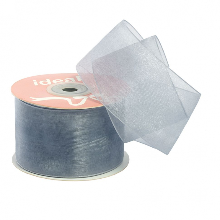 Лента капрон (органза) IDEAL шир.50мм цв.1062 серый уп.27,4 м