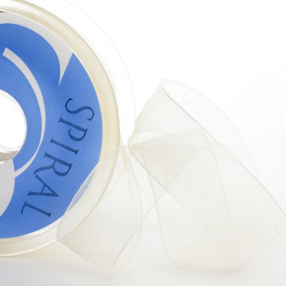 Лента органза SAFISA 39 мм, 25 м, цвет 56, кремовый