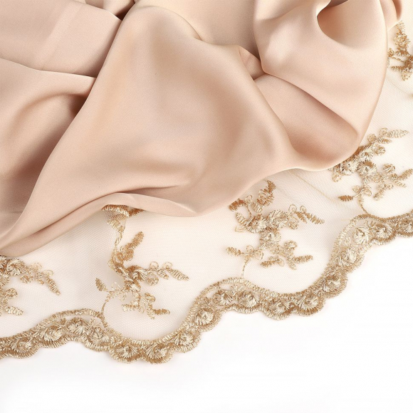 Кружево на жесткой сетке Exclusive арт.TBY 3BS824K шир.85мм цв.N6115 золотисто-бежевый уп.13,71м