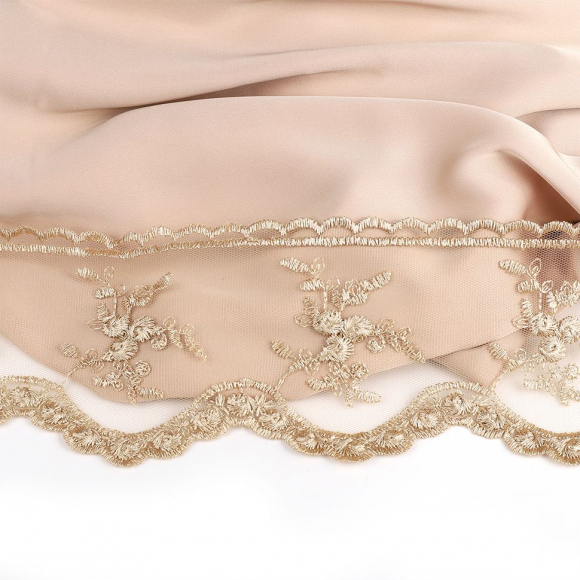 Кружево на жесткой сетке Exclusive арт.TBY 3BS824K шир.85мм цв.N6115 золотисто-бежевый уп.13,71м