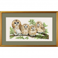Набор для вышивания EVA ROSENSTAND арт.14-146 Сова и совята на ветке 30х50 см