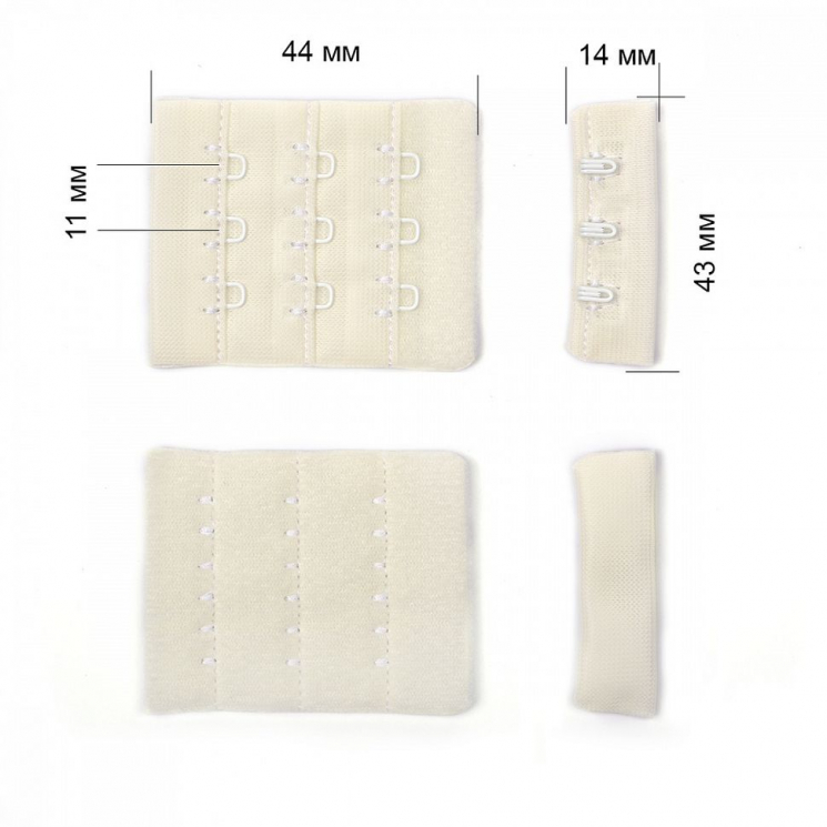 Застежка с крючками 3х3 для бюстгальтера ARTA.F.2588 4,4см цв.004 сумрачно-белый уп.10шт