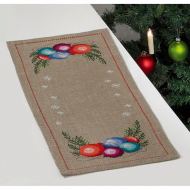 Набор для вышивания PERMIN арт.63-3649 Салфетка Рождественские шары 27х71 см