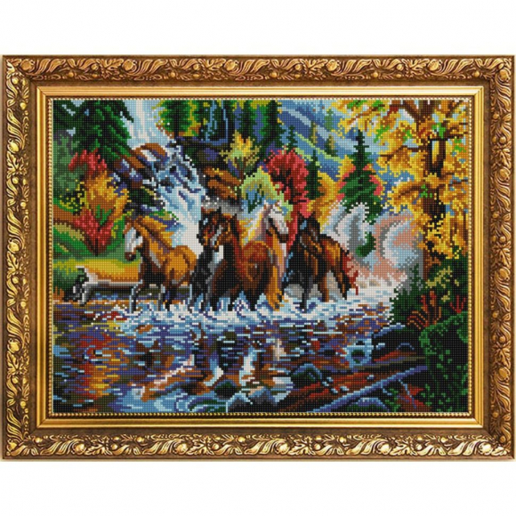Рисунок на ткани (Бисер) КОНЁК арт. 1269 Дикий табун 29х39 см