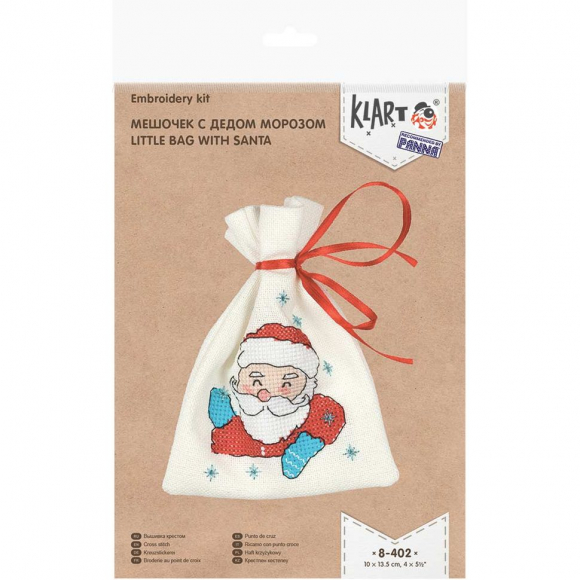 Набор для вышивания KLART арт. 8-402 Мешочек с Дедом Морозом 10х13,5 см