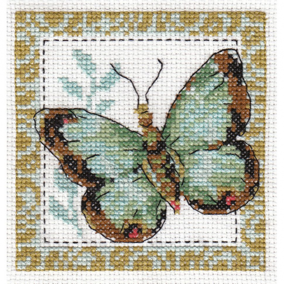 Набор для вышивания KLART арт. 5-056 Бабочка салатная 10х10 см Набор для вышивания KLART арт. 5-056 Бабочка салатная 10х10 см
