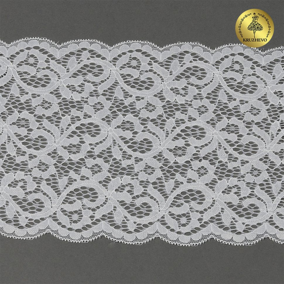 Кружево-стрейч KRUZHEVO арт.TBY.L1672 шир.180мм цв.004 сумрачный белый уп.25м Кружево-стрейч KRUZHEVO арт.TBY.L1672 шир.180мм цв.004 сумрачный белый уп.25м