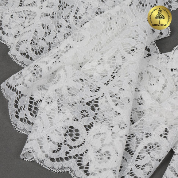 Кружево-стрейч KRUZHEVO арт.TBY.L1672 шир.180мм цв.004 сумрачный белый уп.25м Кружево-стрейч KRUZHEVO арт.TBY.L1672 шир.180мм цв.004 сумрачный белый уп.25м