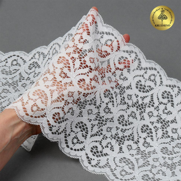 Кружево-стрейч KRUZHEVO арт.TBY.L1672 шир.180мм цв.004 сумрачный белый уп.25м Кружево-стрейч KRUZHEVO арт.TBY.L1672 шир.180мм цв.004 сумрачный белый уп.25м