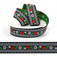 Лента (тесьма) жаккардовая арт.VB.218256 шир. 25мм цв.черный/красный уп.10 м