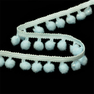 Тесьма с помпонами цв.F185 (103) голубой арт.TBY-LC-20 шир.15-20мм уп.10м