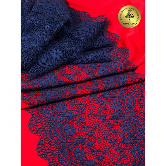 Кружево-стрейч KRUZHEVO арт.TBY 8013 шир.220мм цв.S919 синий сапфир уп.10м