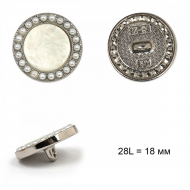 Пуговицы металл TBY.L-XBL-58/6 цв.белый с серебром 28L = 18 мм, на ножке, 50шт