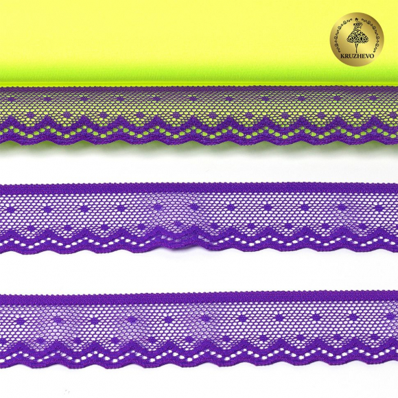 Кружево-стрейч KRUZHEVO арт.TBY.8028 шир.25мм цв.A0507 фиолетовый неон уп.50м