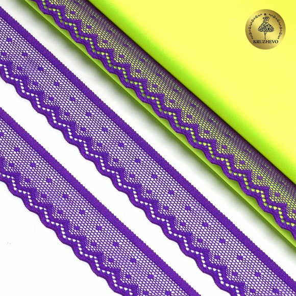 Кружево-стрейч KRUZHEVO арт.TBY.8028 шир.25мм цв.A0507 фиолетовый неон уп.50м