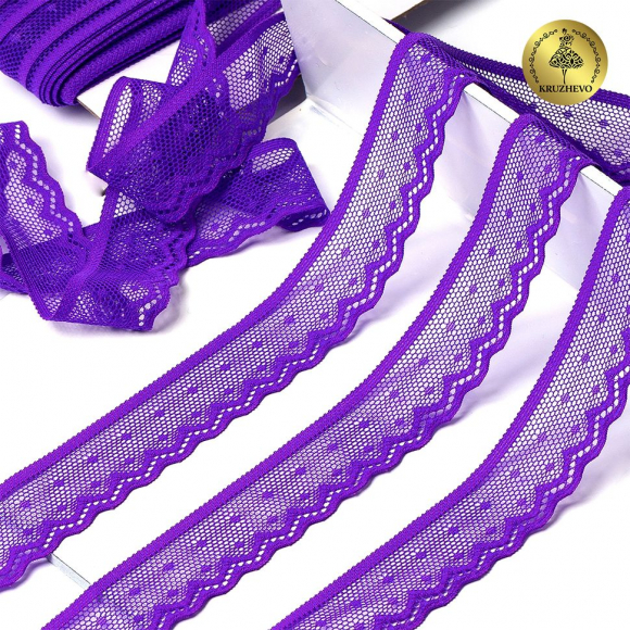 Кружево-стрейч KRUZHEVO арт.TBY.8028 шир.25мм цв.A0507 фиолетовый неон уп.50м