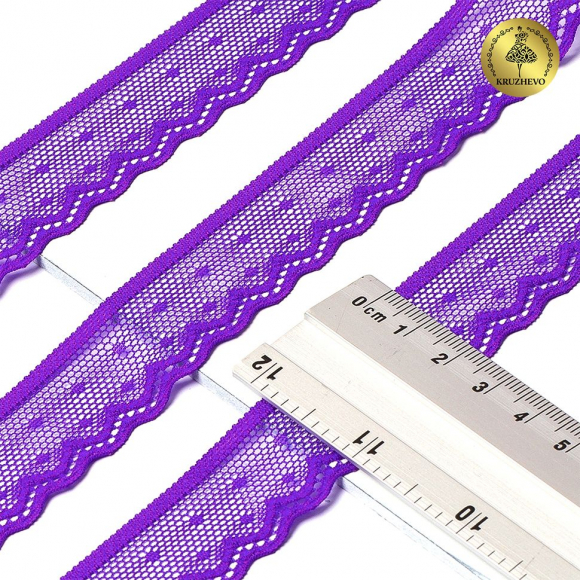 Кружево-стрейч KRUZHEVO арт.TBY.8028 шир.25мм цв.A0507 фиолетовый неон уп.50м