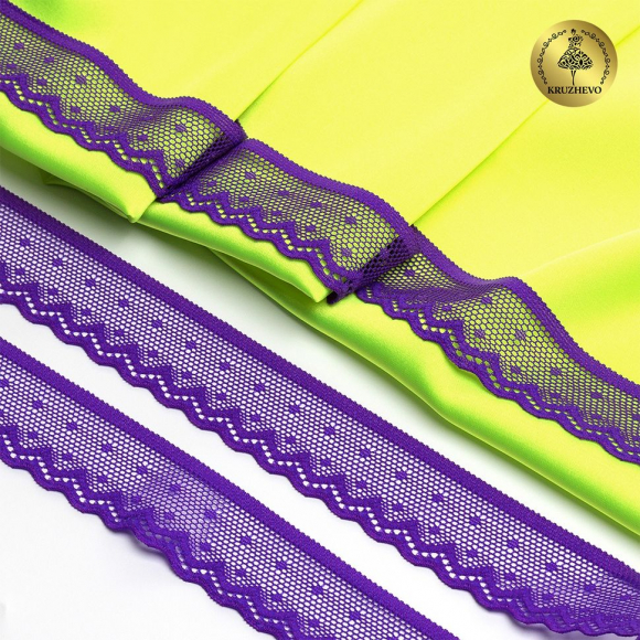 Кружево-стрейч KRUZHEVO арт.TBY.8028 шир.25мм цв.A0507 фиолетовый неон уп.50м