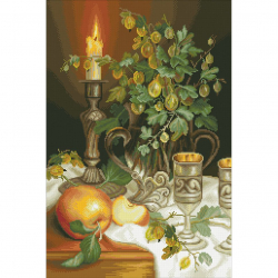 Набор Паутинка для изготовления картины со стразами арт.М252 Свеча и крыжовник 40х60 см