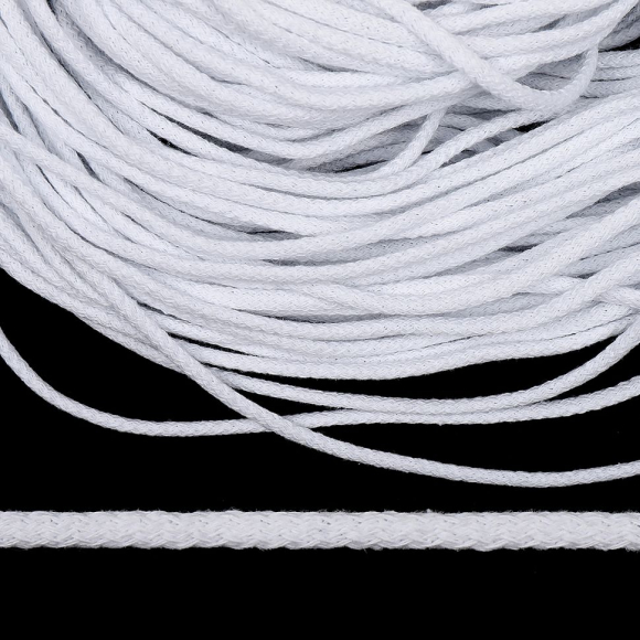 Шнур круглый х/б 05мм с наполнителем цв.001 белый уп.100 м