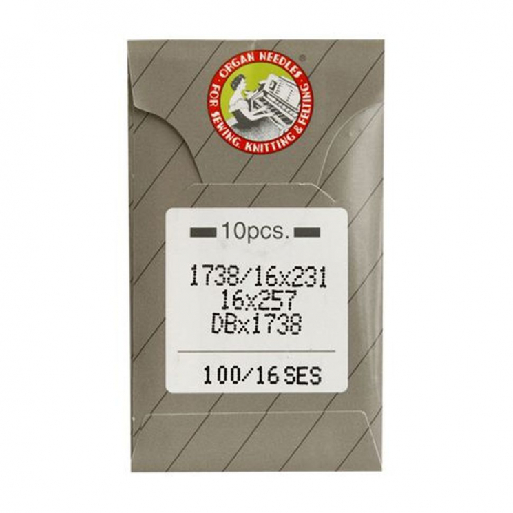 Иглы для промышленных швейных машин ORGAN арт.DBx1 № 100 SES для прямострочных  уп.10 игл